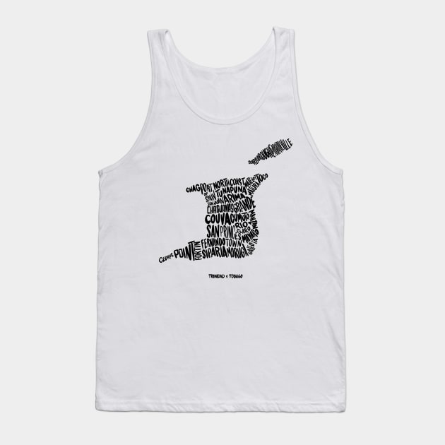 Trinidad & Tobago Typographic Map Tank Top by nicholashugginsdesign